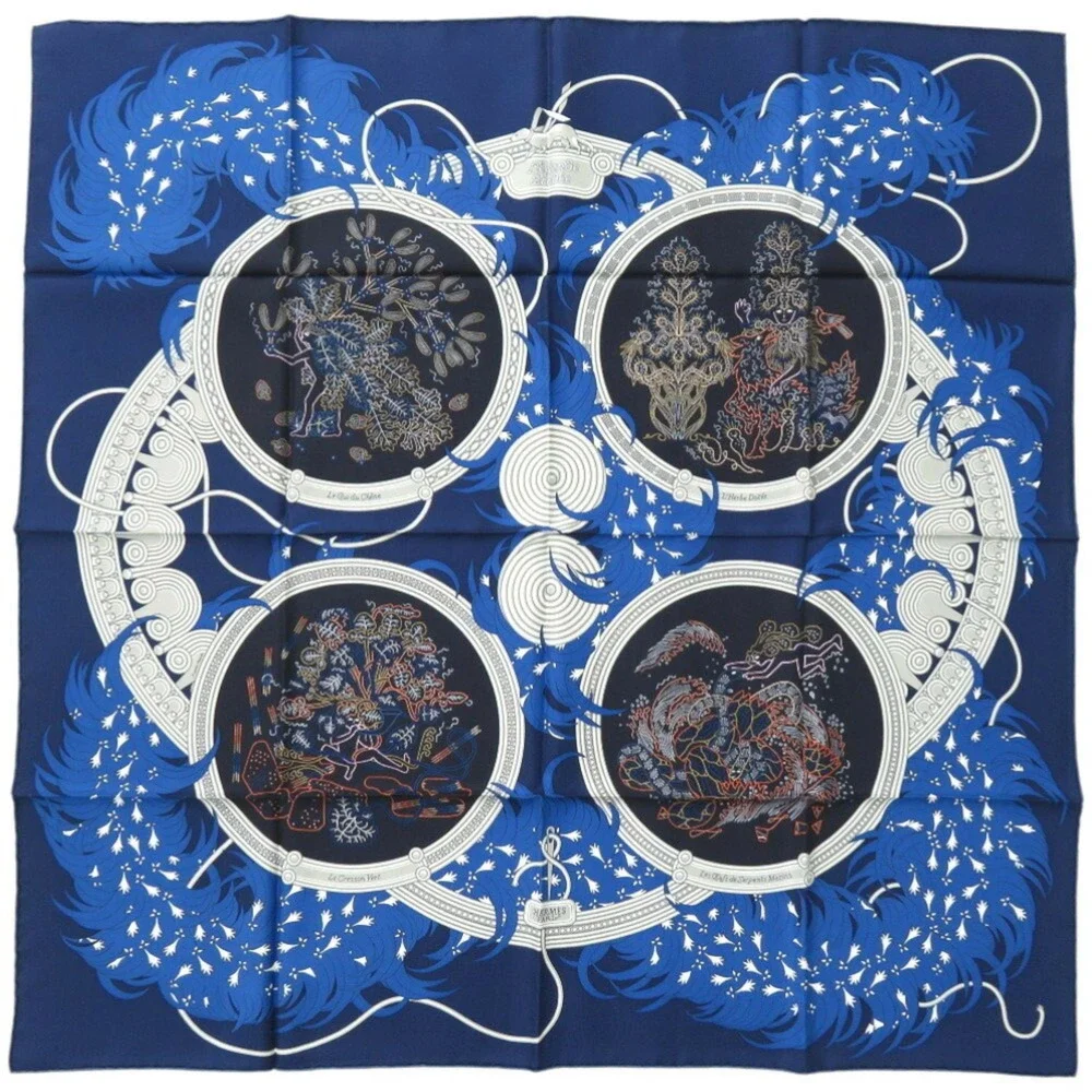 HERMES Blue Silk Scarf